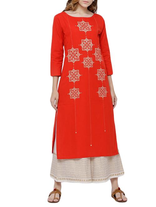 multi cotton blend straight kurta - 14472917 - Very Small Image - 1