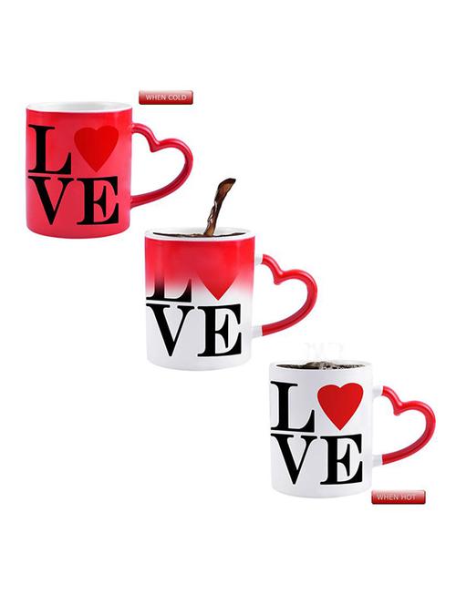 RED HEART SHAPE LOVE DESIGN Printed Color Changing Magic Mug - 14472991 - Standard Image - 1