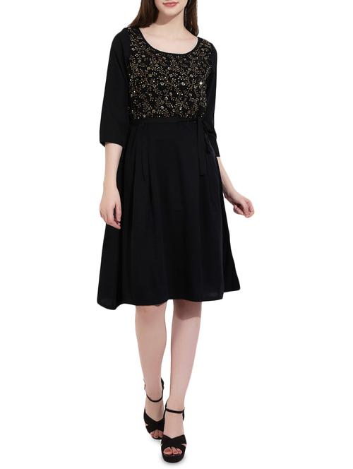 Black casual fit & flared dress - 14473033 - Very Small Image - 1