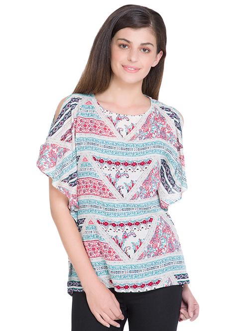 multi colored cold shoulder top - 14473073 - Very Small Image - 1