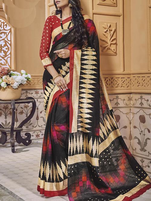 black art silk bhagalpuri saree with blouse - 14473284 - Very Small Image - 1