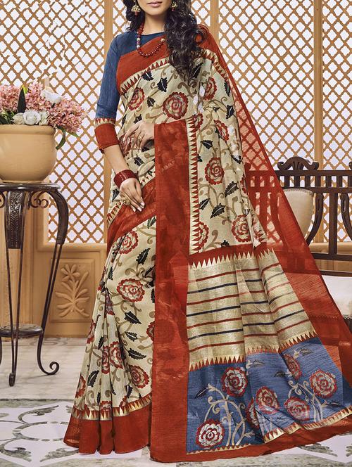 beige bhagalpuri saree with blouse - 14473288 - Standard Image - 1