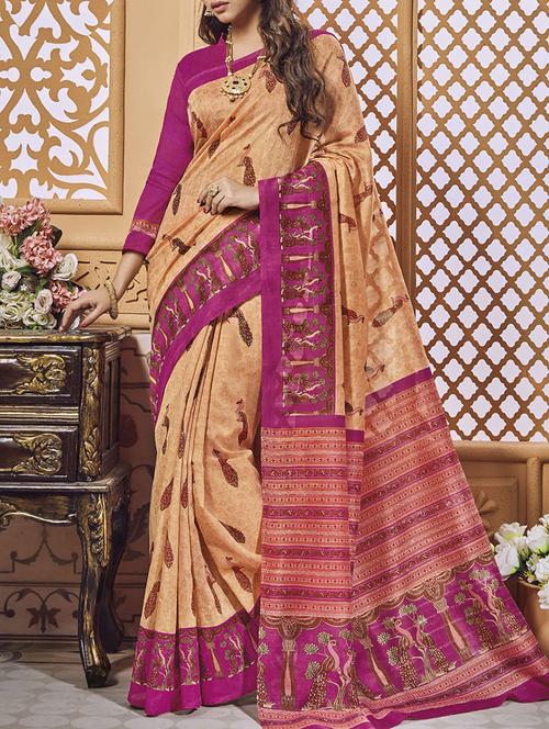beige bhagalpuri saree with blouse - 14473304 - Standard Image - 1