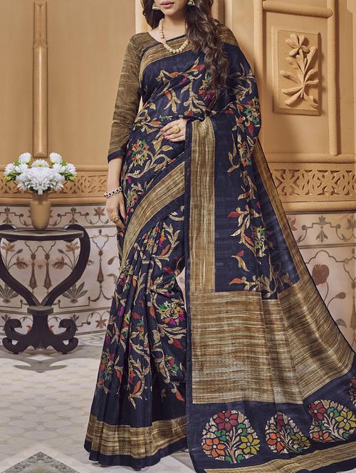 blue art silk bhagalpuri saree with blouse - 14473309 - Very Small Image - 1