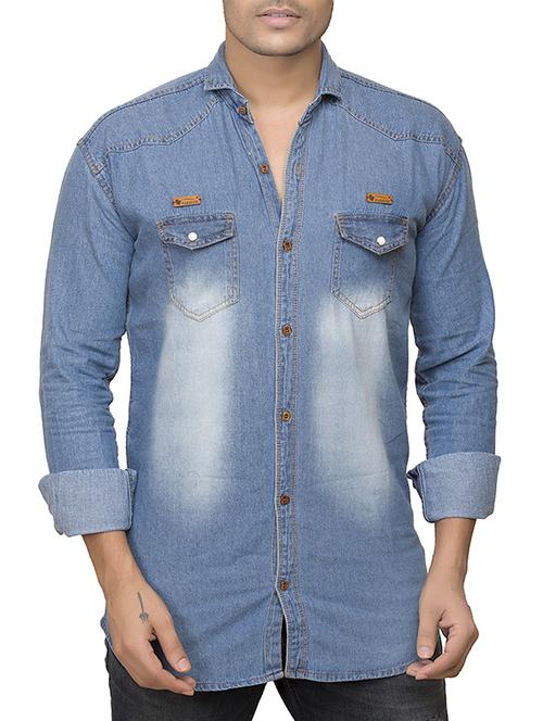 blue cotton casual shirt - 14473346 - Very Small Image - 1