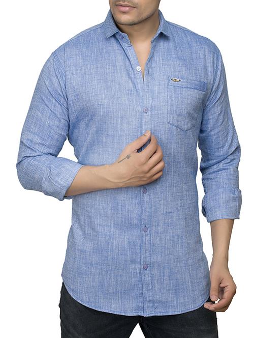 light blue cotton casual shirt - 14473349 - Very Small Image - 1