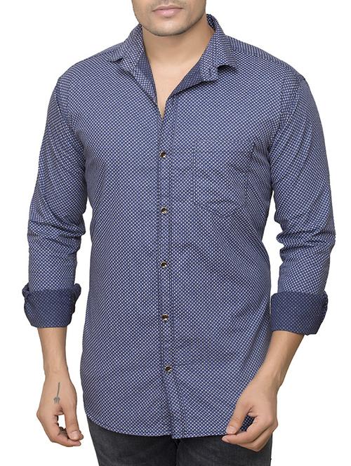 navy blue cotton casual shirt - 14473352 - Very Small Image - 1