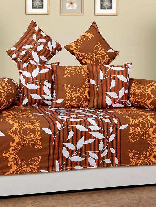 Cotton Printed 6 Pieces Diwan Set - 14473625 - Very Small Image - 1