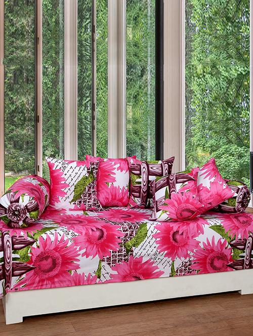 FLORAL PRINT COTTON DIWAN SET - 14473634 - Very Small Image - 1