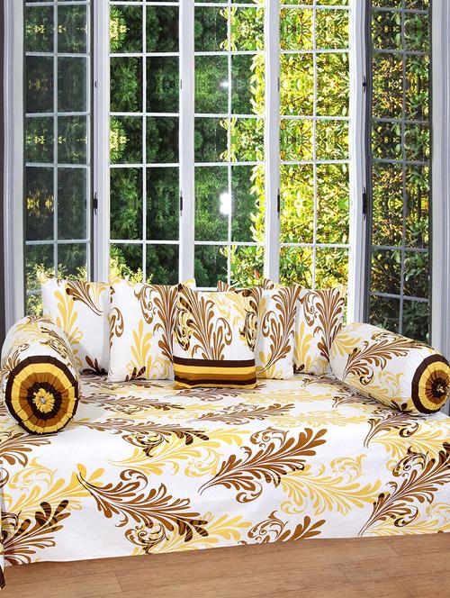 FLORAL PRINT COTTON DIWAN SET - 14473651 - Very Small Image - 1
