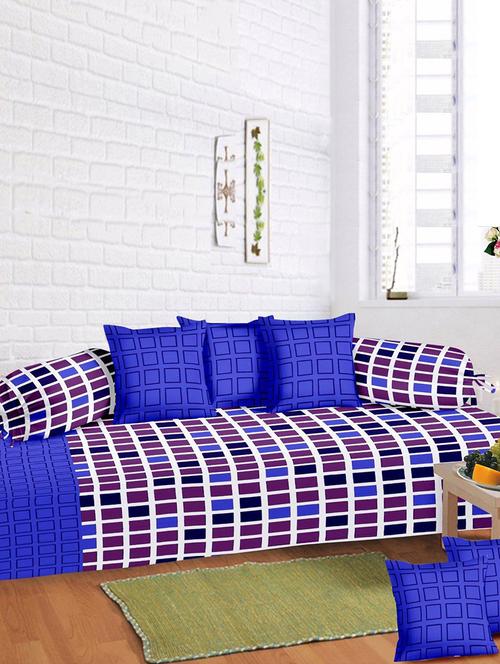 CHECK PRINT COTTON DIWAN SET - 14473667 - Very Small Image - 1