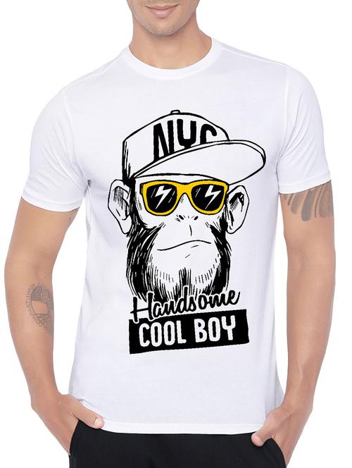 white cotton front print tshirt - 14473845 - Very Small Image - 1
