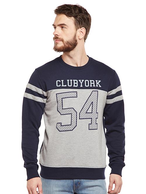 navy blue cotton color block sweatshirt - 14473887 - Very Small Image - 1