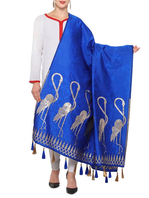 blue silk banarasi dupatta - 14474148 - Standard Image - 1