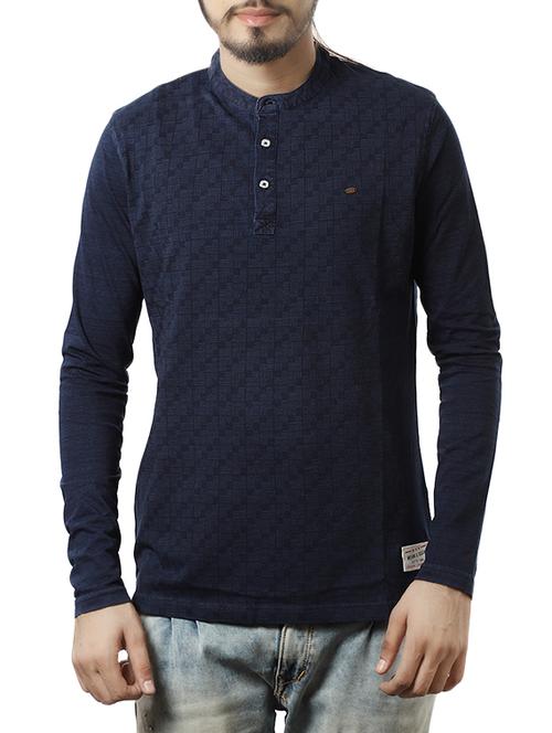 dark blue cotton front print tshirt - 14474162 - Standard Image - 1