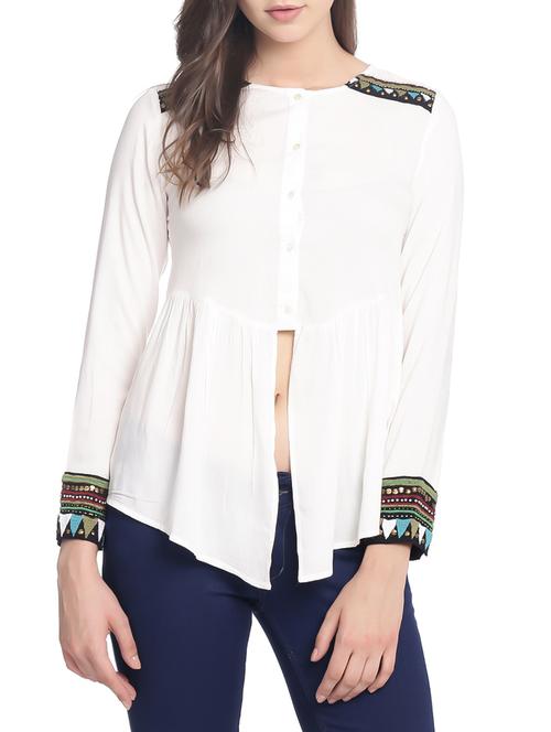 miway white polyester asymmetric top - 14474225 - Standard Image - 1