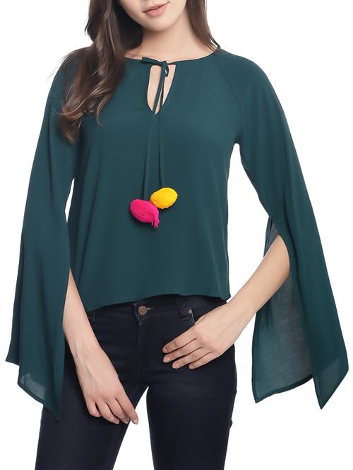 miway green polyester slit sleeves top - 14474227 - Standard Image - 1