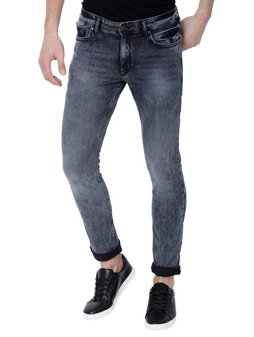 grey cotton blend washed jeans - 14474254 - Very Small Image - 1