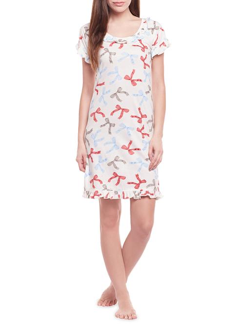 white printed cotton sleepshirts - 14474315 - Standard Image - 1