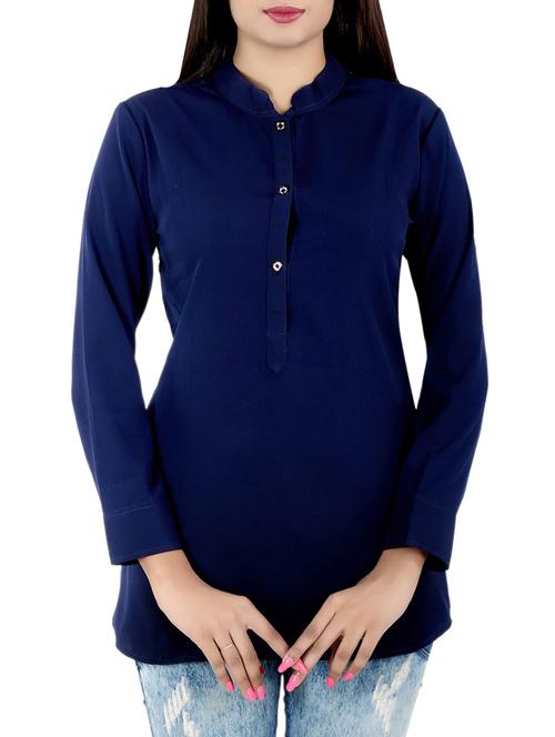 navy blue crepe tunic - 14474348 - Very Small Image - 1