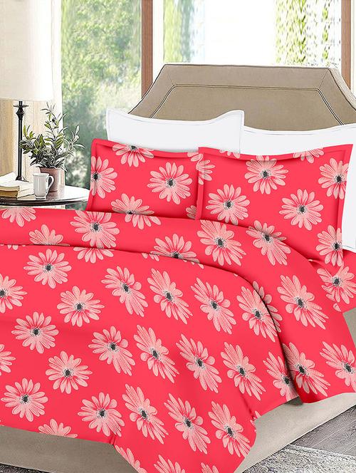 Floral Print Cotton Double Bedsheet with 2 Pillow Covers - 14474395 - Standard Image - 1