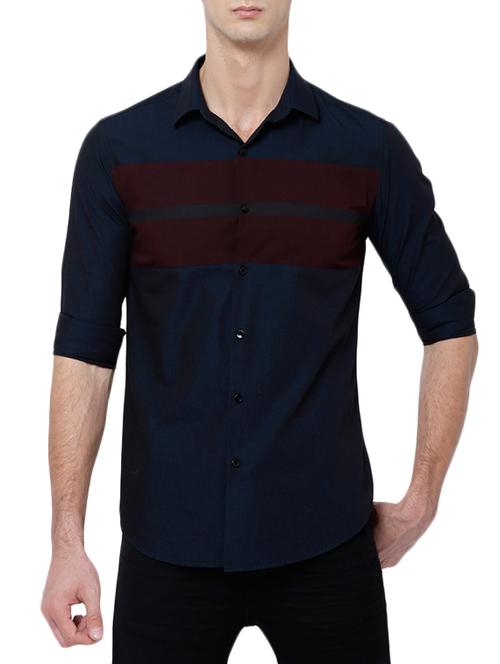navy blue cotton casual shirt - 14474413 - Very Small Image - 1