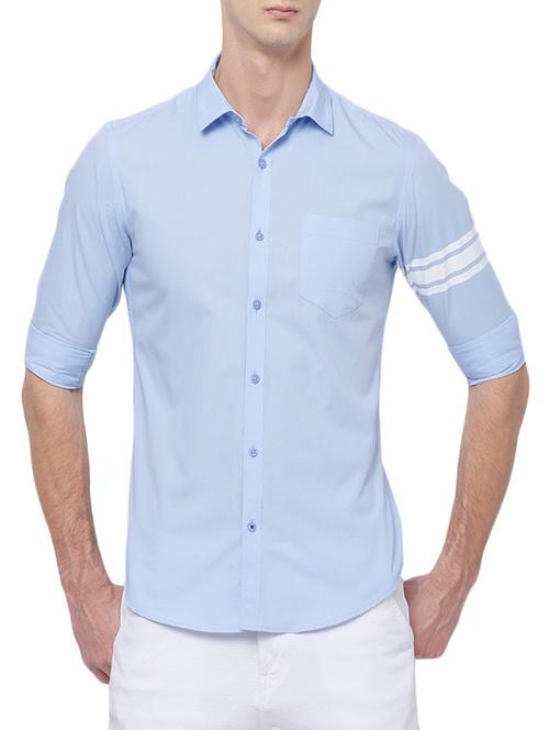 light blue cotton casual shirt - 14474417 - Very Small Image - 1