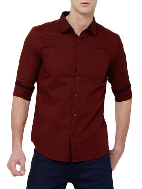 maroon cotton casual shirt - 14474428 - Very Small Image - 1