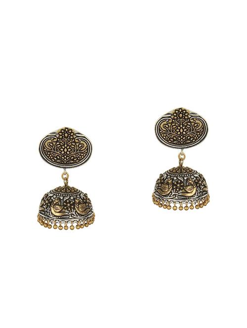 oxidised jhumka earrings - 14474473 - Very Small Image - 1