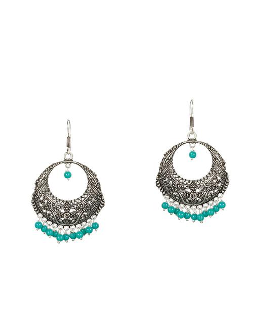 blue metal chandbali earrings - 14474475 - Very Small Image - 1