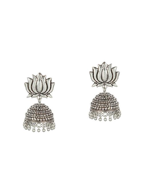 silver metal jhumka earrings - 14474476 - Very Small Image - 1