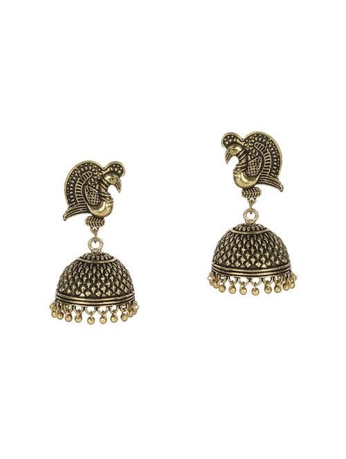 gold metal jhumka earrings - 14474489 - Very Small Image - 1