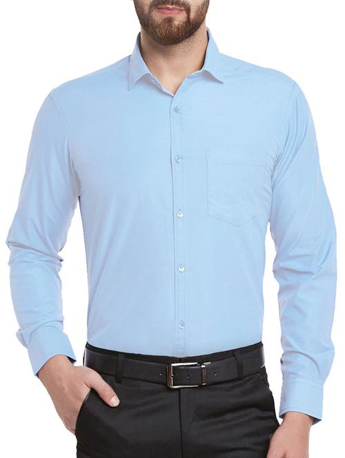 blue cotton blend formal shirt - 14474622 - Very Small Image - 1