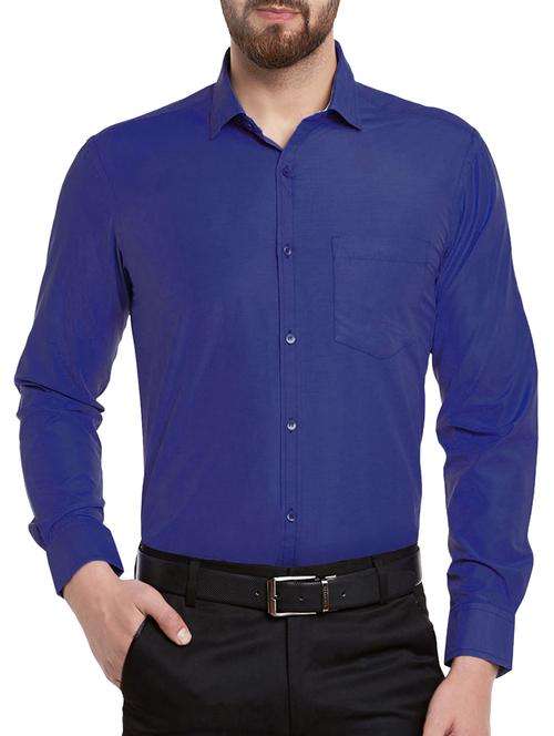 blue cotton blend formal shirt - 14474639 - Very Small Image - 1