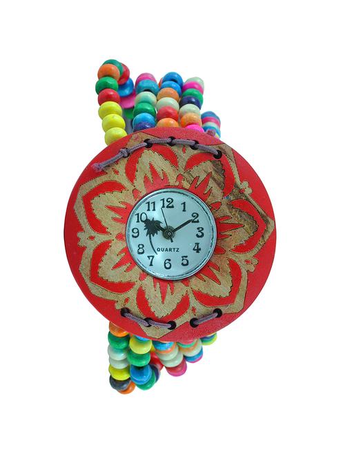 Angel Glitter wooden beaded analog watch - 14474736 - Very Small Image - 1