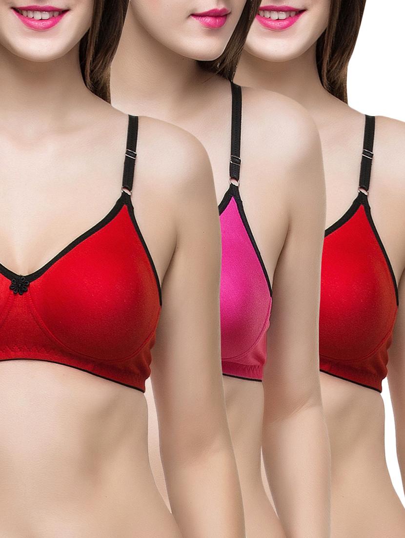set of 3 multi colored cotton bra - 14474844 - Zoom Image - 1