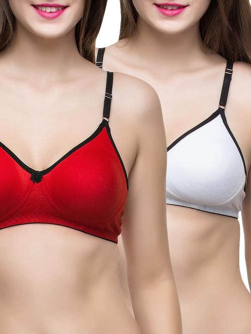 set of 2 bow patch solid bra - 14474895 - Standard Image - 1