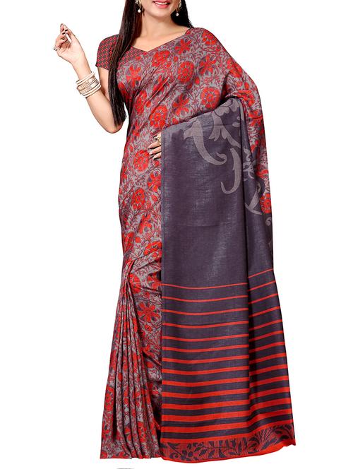 multi colored art silk printed saree with blouse - 14475509 - Very Small Image - 1