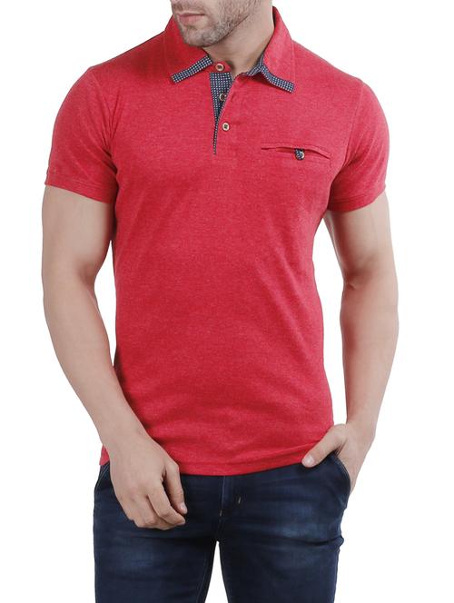 red cotton collared tshirt - 14475738 - Very Small Image - 1