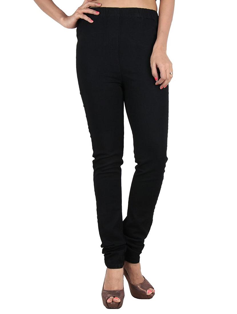 black cotton jeggings