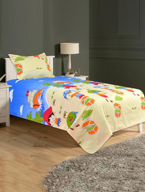 100% Cotton Single Bedsheet with One Pillow Cover - 14476054 - Very Small Image - 1