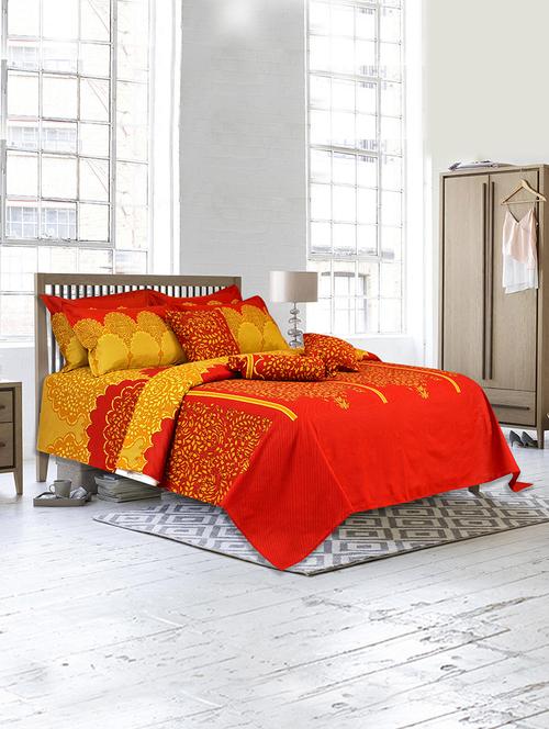 Ethnic Print 100% Cotton Double Bedsheet with Two Pillow Covers - 14476056 - Very Small Image - 1