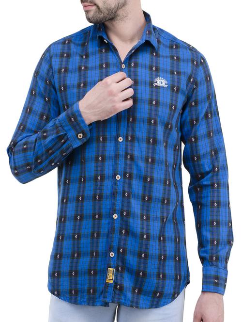 blue cotton casual shirt - 14476409 - Very Small Image - 1