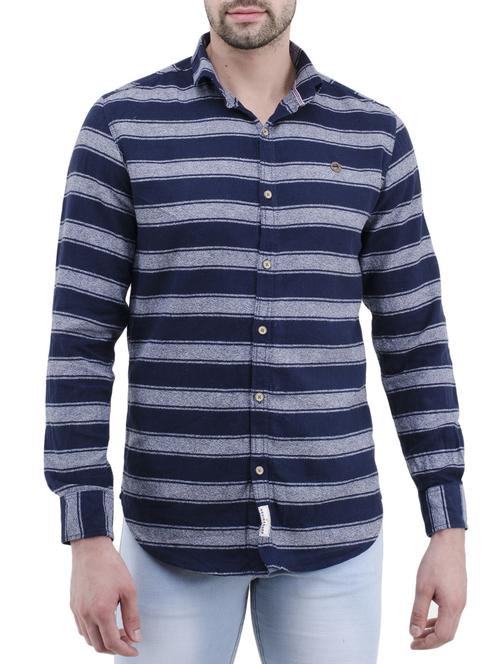 blue cotton casual shirt - 14476422 - Very Small Image - 1