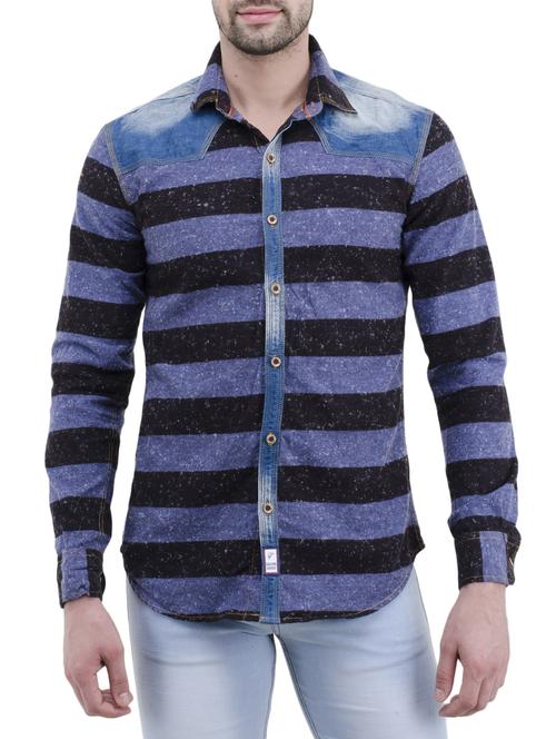 blue cotton casual shirt - 14476428 - Very Small Image - 1