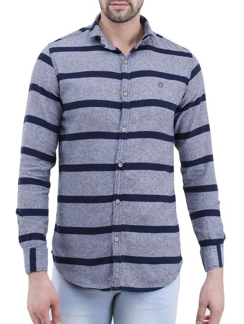 blue cotton casual shirt - 14476432 - Very Small Image - 1