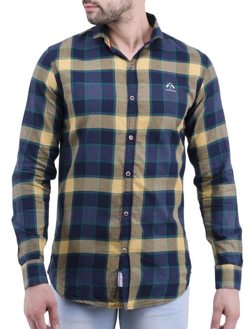 blue cotton casual shirt - 14476442 - Very Small Image - 1