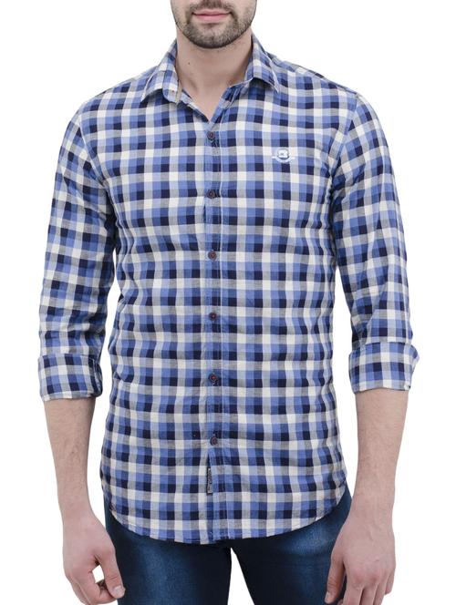 blue cotton casual shirt - 14476444 - Very Small Image - 1