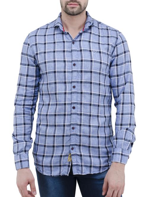 blue cotton casual shirt - 14476460 - Very Small Image - 1