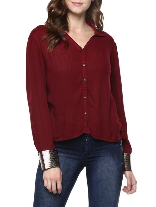 miway maroon solid shirt - 14476524 - Standard Image - 1